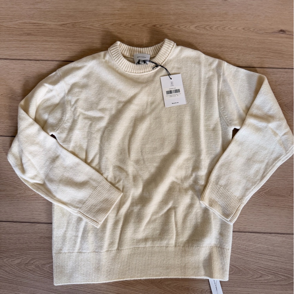 Reformation Fabian Crewneck Sweater in Lemon Icing